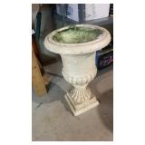 White urn-style planter