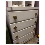 White dresser and shelves lot 42 in by 30 in by