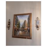 Pair of mirrorred wall sconces