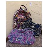 Vera Bradley 3 pc book bag, purse, etc