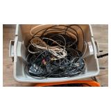 Tote of Amp and Misc. Cords