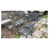 Two Aluminum Swivel Chairs and Footrests