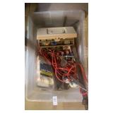 Tote of rope, control knobs, etc