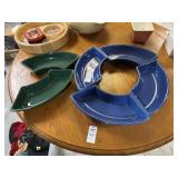 Longaberger Blue & green Dip Trays