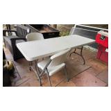 Plastic 6 Ft Table and 2 Chairs