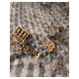 Glass platter, stoppers and misc jewelry