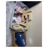Tote of Crafting Items and Shoes