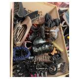 Lot of claw clips, curling utensils, heated hair