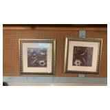 Pair of framed "Crimson Songbird" prints