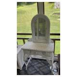 Vintage style white wicker vanity with a wicker