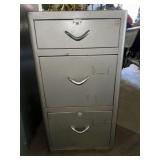 3 Drawer Gray Metal Cabinet With Assorted