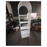 White arched vintage style wicker shelf