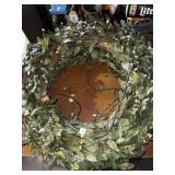 2 Large Wreaths with Green Leaves, White Berries