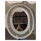 Oval White Wicker Mirror