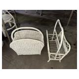 Two White Wicker Magazine Racks