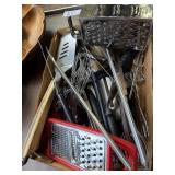 Lot of assorted kitchen utensils, cheese grater,