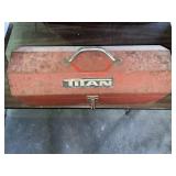 Vintage tool box with variety of tools