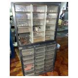 2 plastic containers with hardware variety