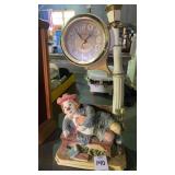 Crosa mantel clock. Clown on park bench with