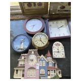 Lot of Assorted Wall Clocks - House, Lighthouse,