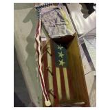 American Flag Shelf, Cane, Flag, etc