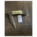 Ivory Plastic Handle Knife with Eagle