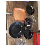 Lot of Skillets and Glass Lids