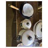 Lot of Pots, Floral Strainer and Wok