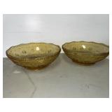 2 Vintage amber glass bowls