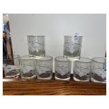 8 etched eagle glassware