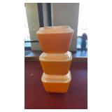 3 Pc Pyrex Orange Refrigerator Dish
