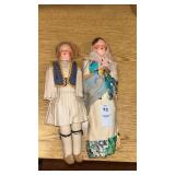 2 vintage handmade cloth folk art dolls