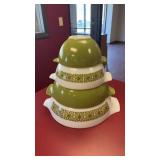 Pyrex Verde Square Flowers Cinderella Nesting