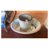 Cracked Small Crock and Porcelain Pan