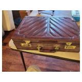 Vintage eel skin Brief case & costume jewelry