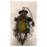 Vintage wrought iron hanging lantern