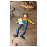 Vintage Wooden Jumping Jack Pull String Toy