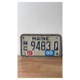 1992 Maine Motorcycle License Plate W/Tag
