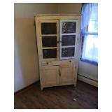 Antique pierced tin pantry cabinet 72" high, 40"