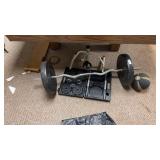 York barbell set, 2 25pound plates, and various