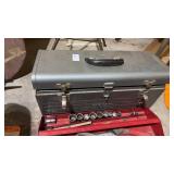 Vintage metal Craftsman tool box with contents