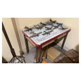 Vintage enamel top desk table (no contents)
