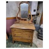 3 drawer oak dresser and mirror
