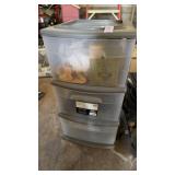 3 Drawer Plastic Cart w/ Contents