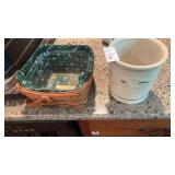Longaberger small square basket with green fabric