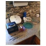 Misc lot, pickle forks, ozone purifier, George