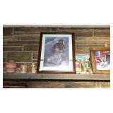 Native American Print, Star Trek Figure, and Bald