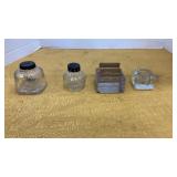 2 Vintage Glass Parker Ink Bottles, and 2