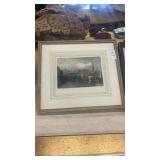 Antique framed European City Engraving