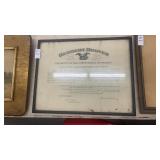 Framed postmaster appointment certificate
